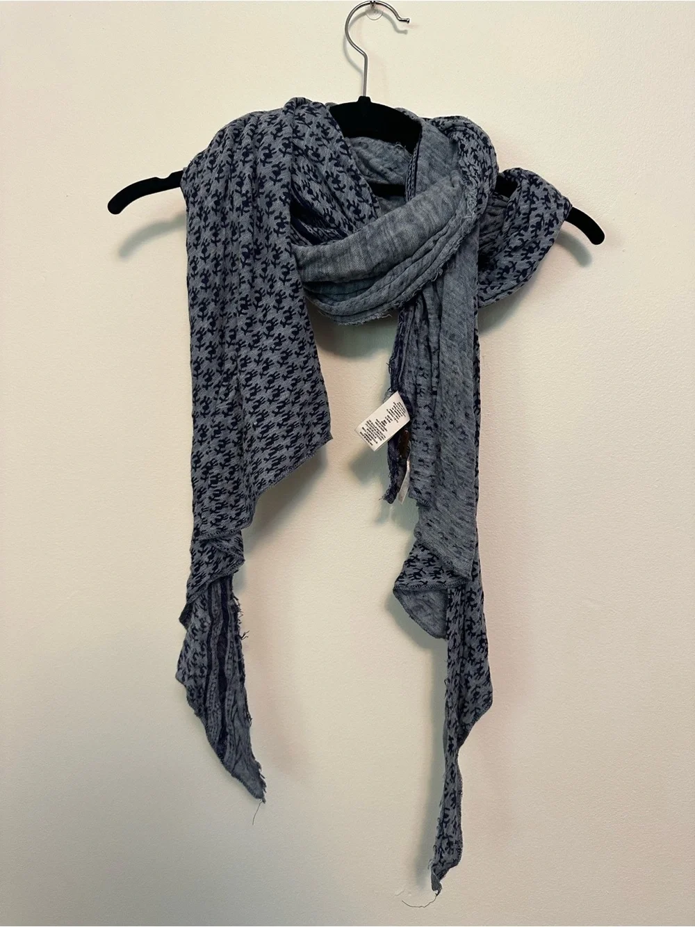 Free People Light Blue Patterned Wrap Scarf